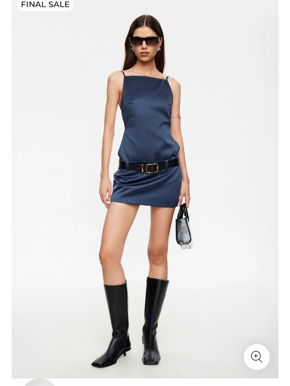 Lioness Navy Satin Low-Rise Mini Skirt